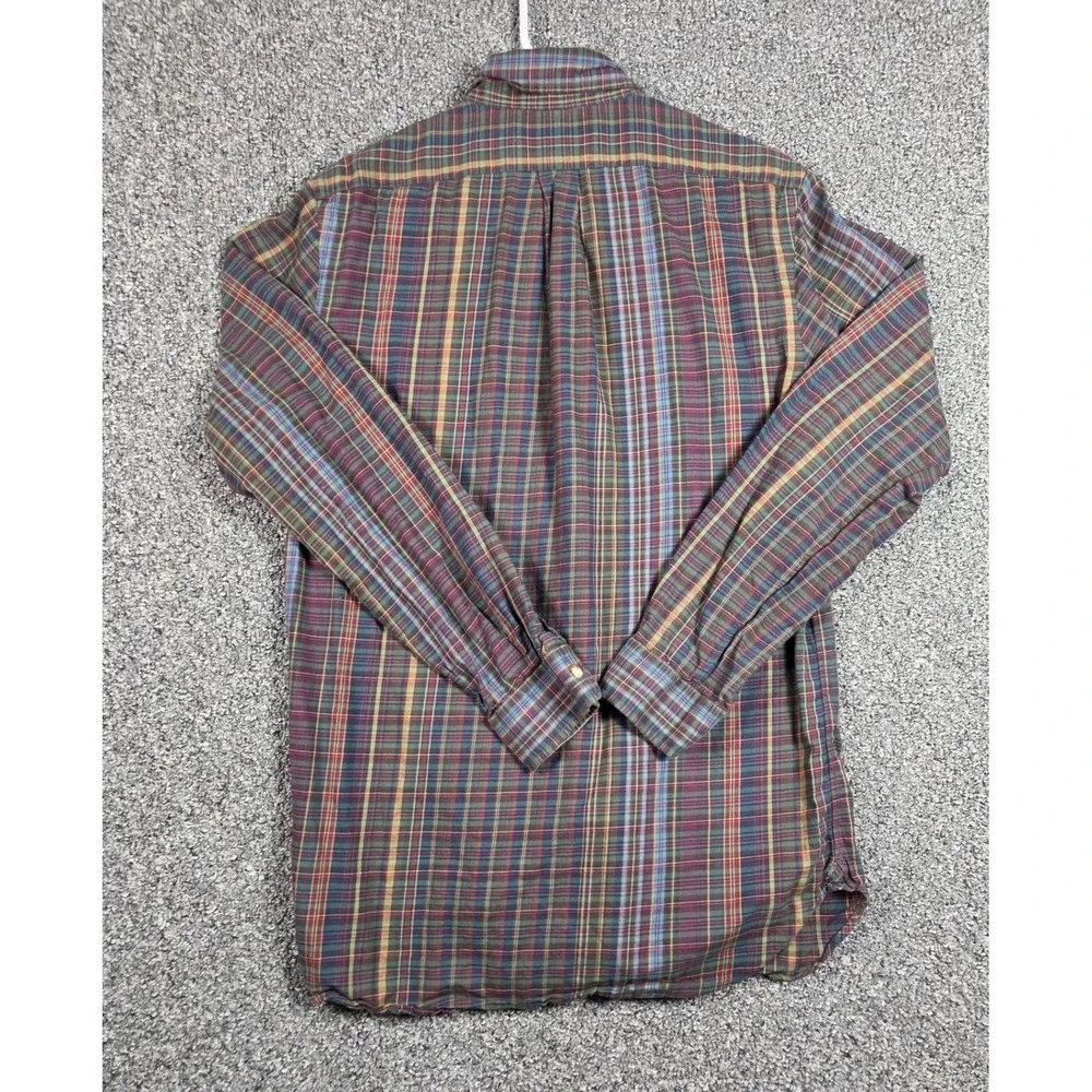 Polo‎ Ralph Lauren Button Down Shirt Mens S Green Plaid 100% Cotton Long Sleeve